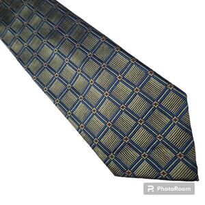 Jos. A. Bank green blue square geometric silk tie